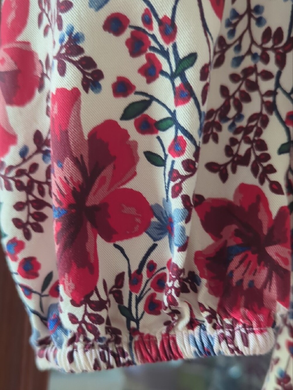 Old Navy Cream Floral V-Neck Long Sleeve Dress with Red Blooms - Picture 6 of 8